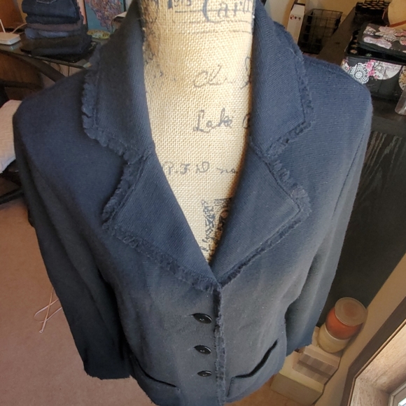 Talbots Large black fringe hem black jacket/blazer - Picture 2 of 8